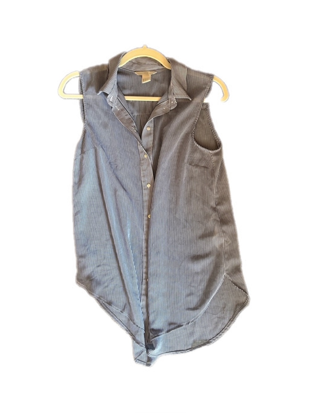 H&M Sleeveless Button-Down Top - Blue Pinstripe